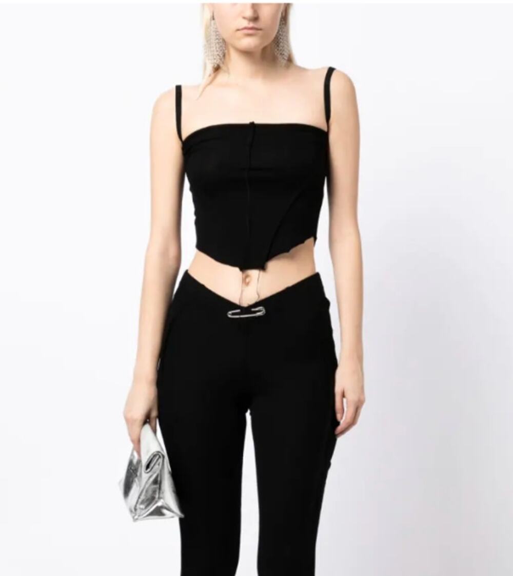 Sami Miro Vintage V-Cut Black Tank Top Size Small